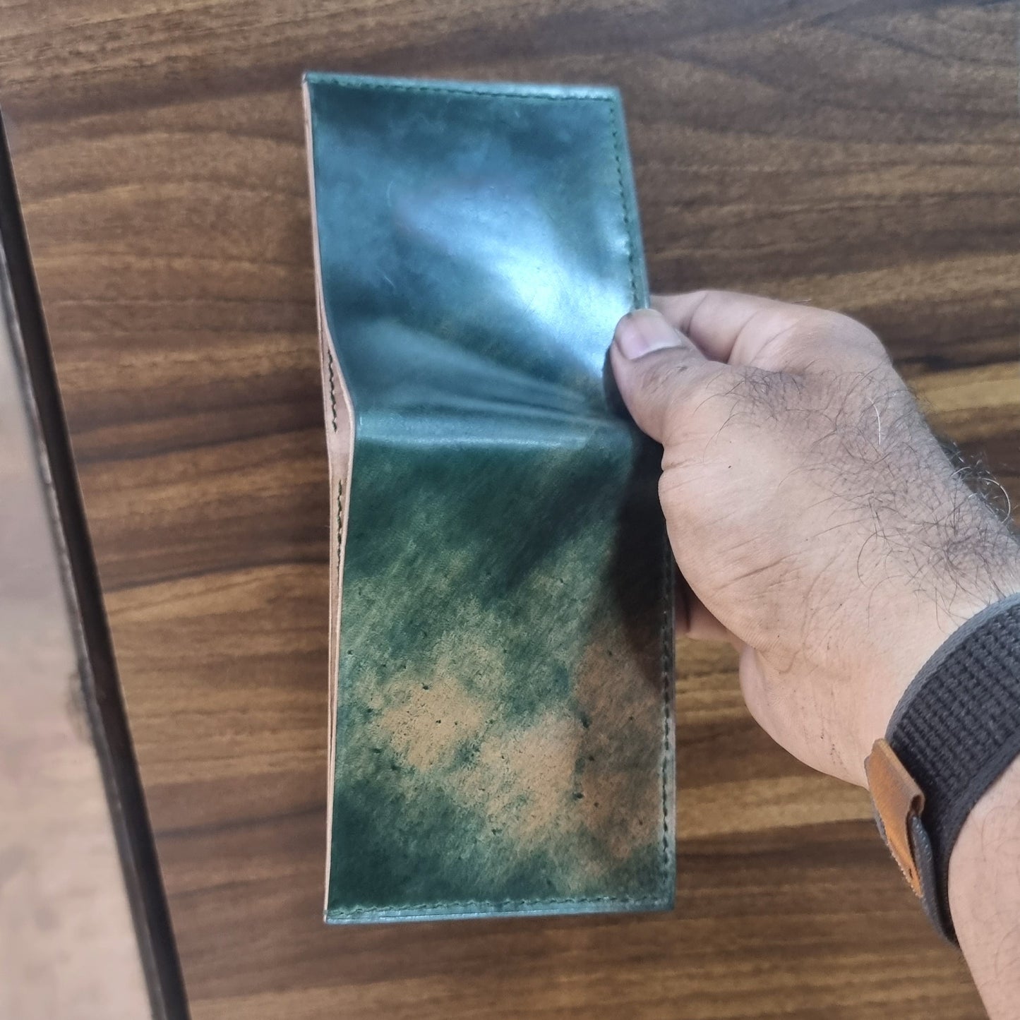 Shell cordovan leather wallet