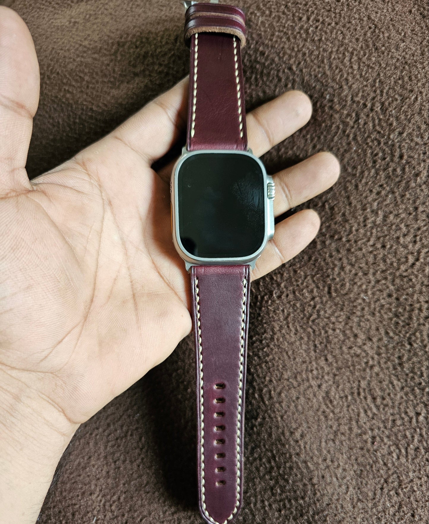 Indianleathercraft applewatchband Burgundy / Apple watch ultra 1 Horween Leather Apple Watch Bands
