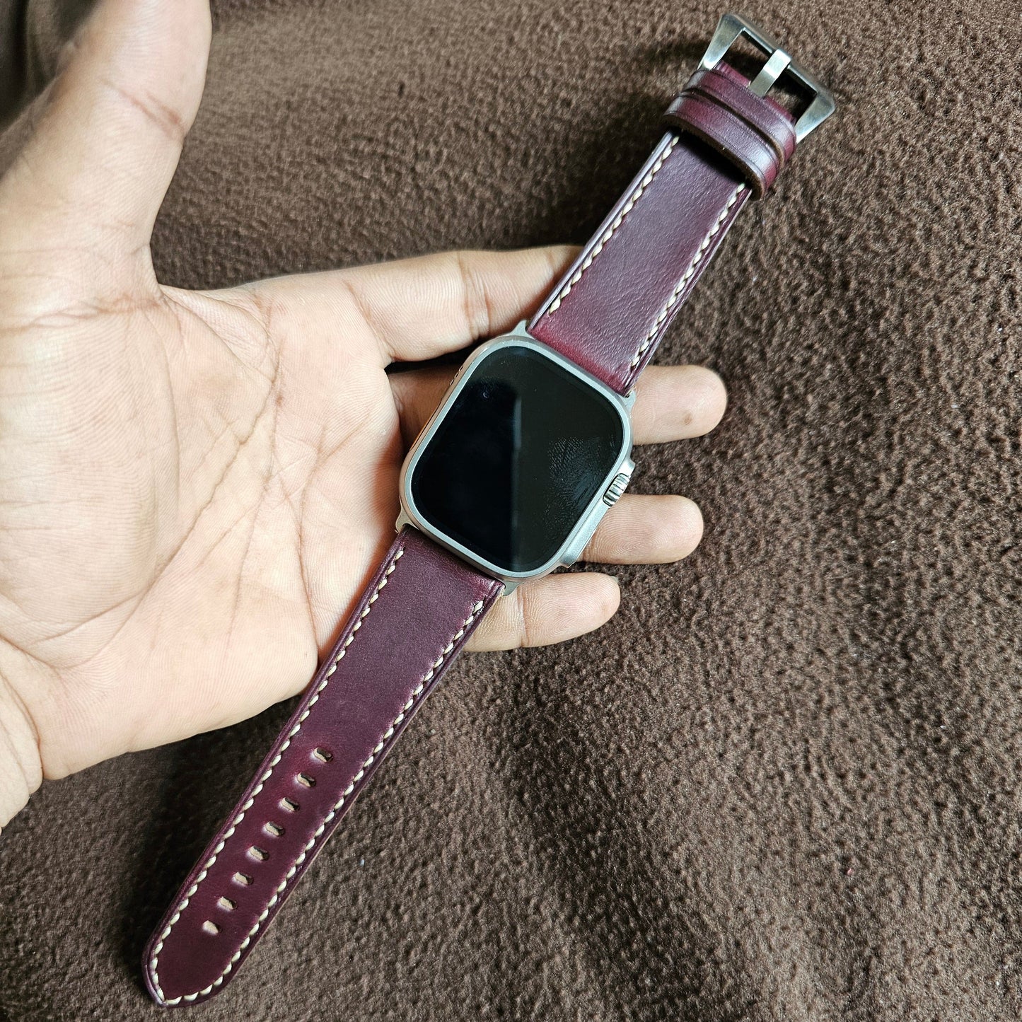 Indianleathercraft applewatchband Burgundy / Apple watch ultra 2 Horween Leather Apple Watch Bands