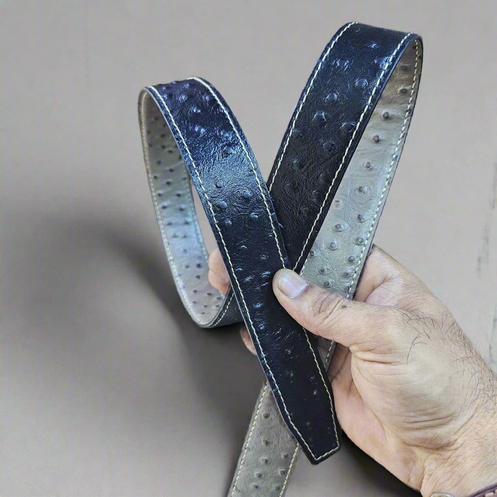 Indianleathercraft Belts Black & Grey / 85cm / 32mm Handmade leather belt