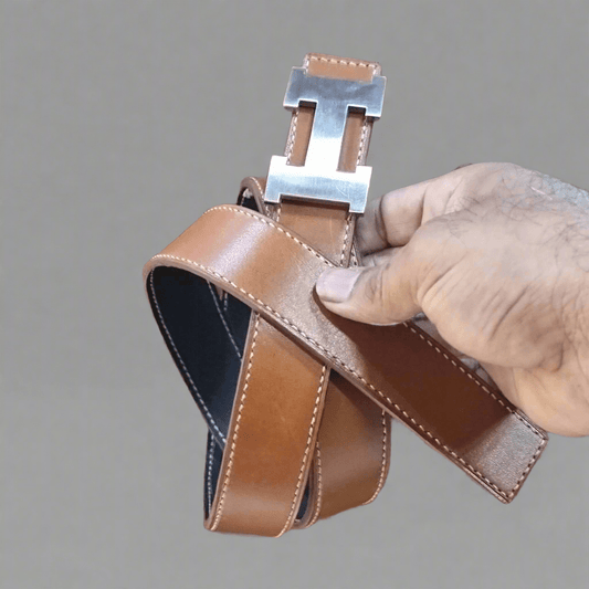 Indianleathercraft Belts Tan & Black / 85cm / 32mm Handmade leather belt