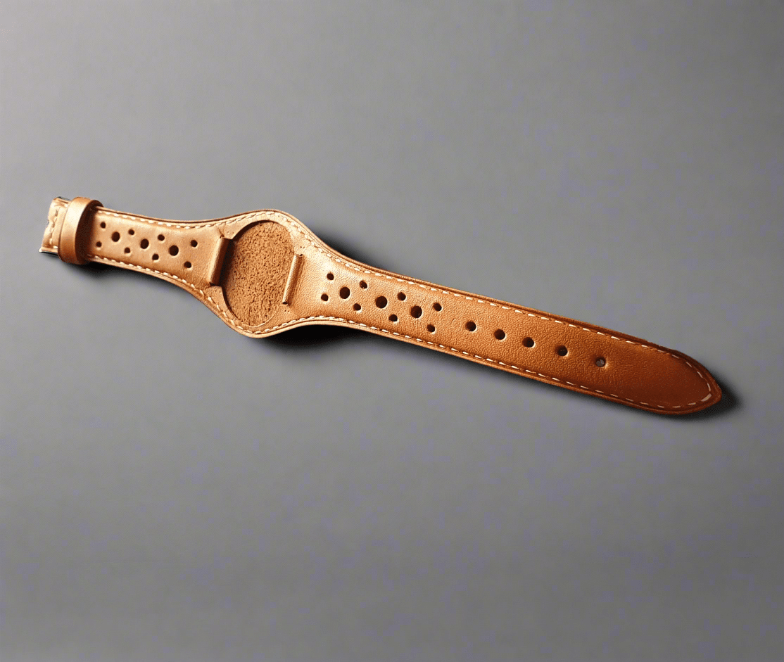 Indianleathercraft leather strap 16mm / Tan Handmade bund rally leather strap