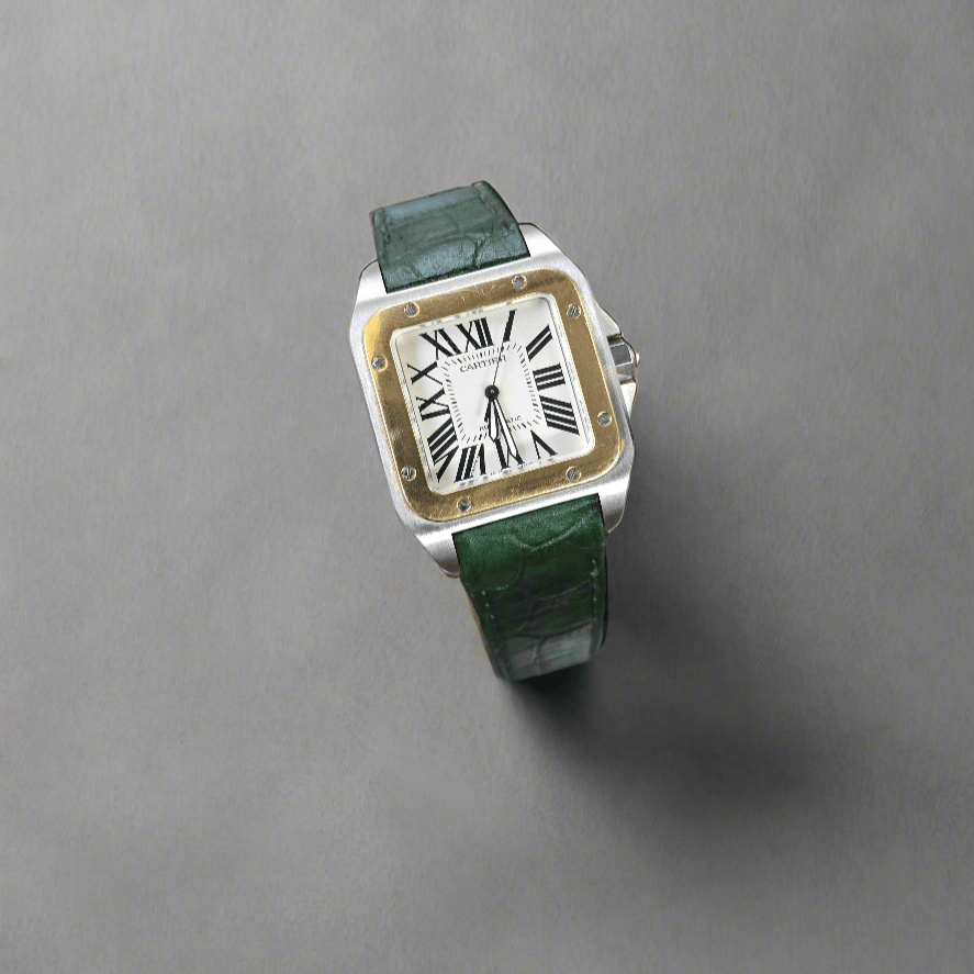 Indianleathercraft leather strap Green / 23mm Handmade Cartier santos leather strap