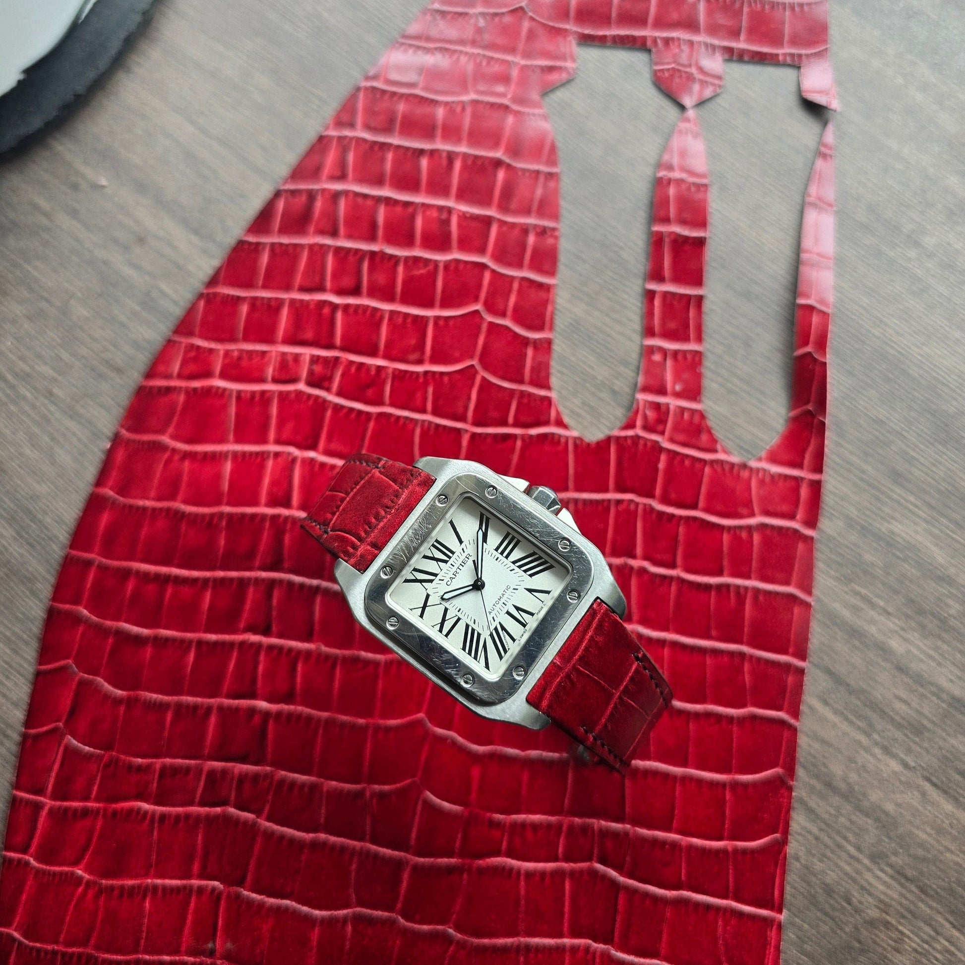 Indianleathercraft leather strap Handmade Cartier santos leather strap