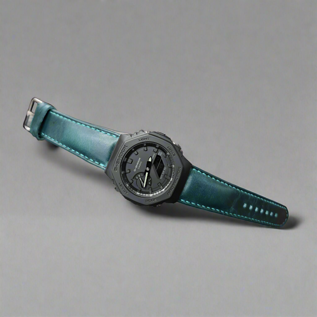 Indianleathercraft leather strap Turquoise / GA-2100 series - 16mm Handmade Casio G shock leather strap