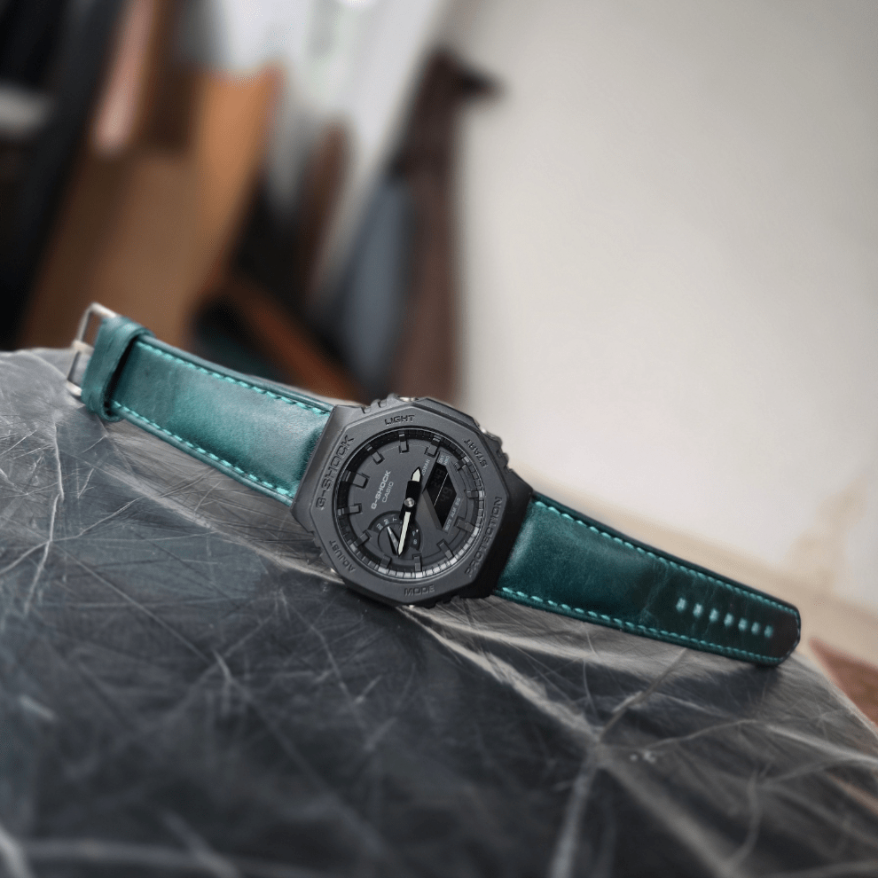 Indianleathercraft leather strap Turquoise / GM-2100 series - 16mm Handmade Casio G shock leather strap