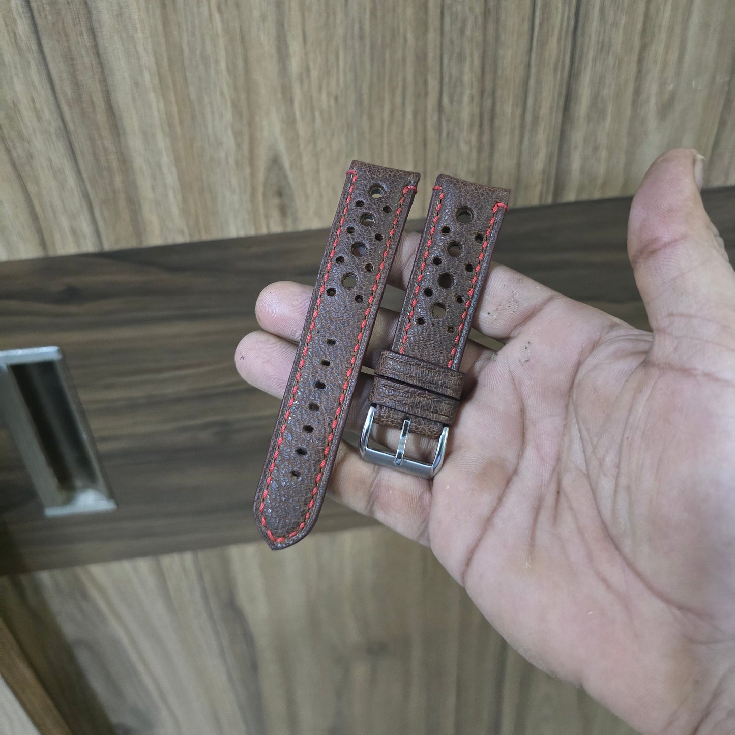Indianleathercraft leather strap Vintage brown racing strap