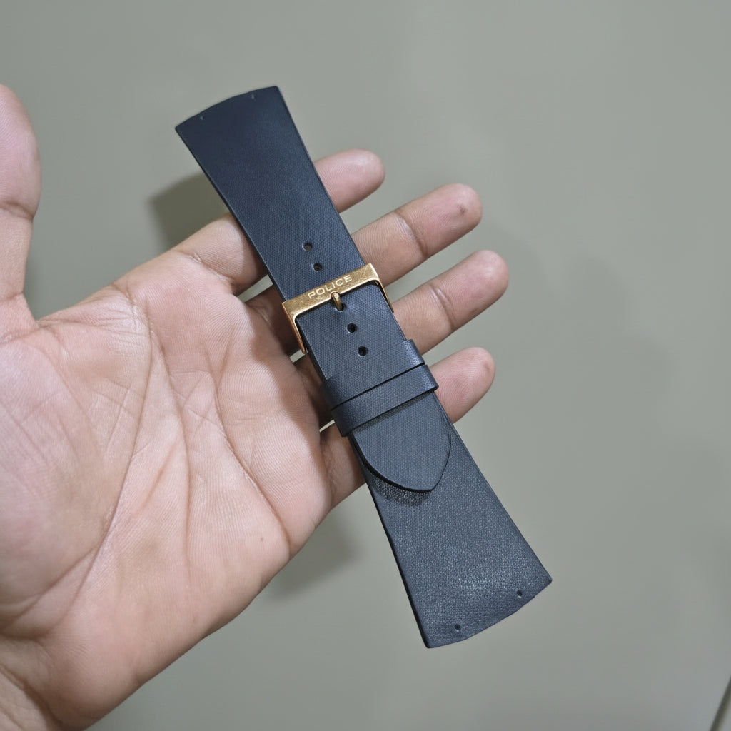 Indianleathercraft Navy / 28mm Handmade Police watch strap