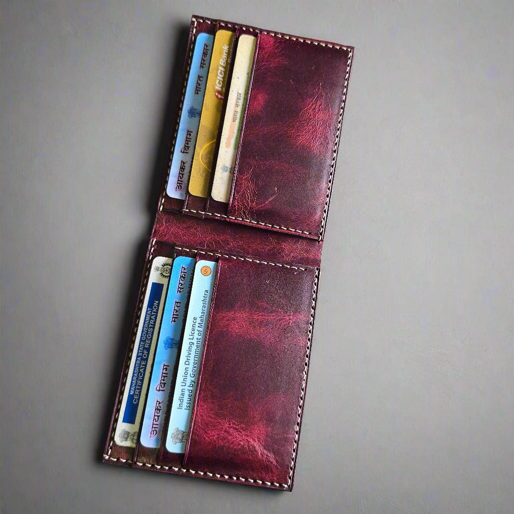 Indianleathercraft Wallets & Money Clips Burgundy Handmade fullgrain leather wallet