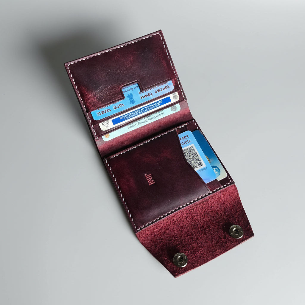 Indianleathercraft Wallets & Money Clips Burgundy Handmade leather wallet for men