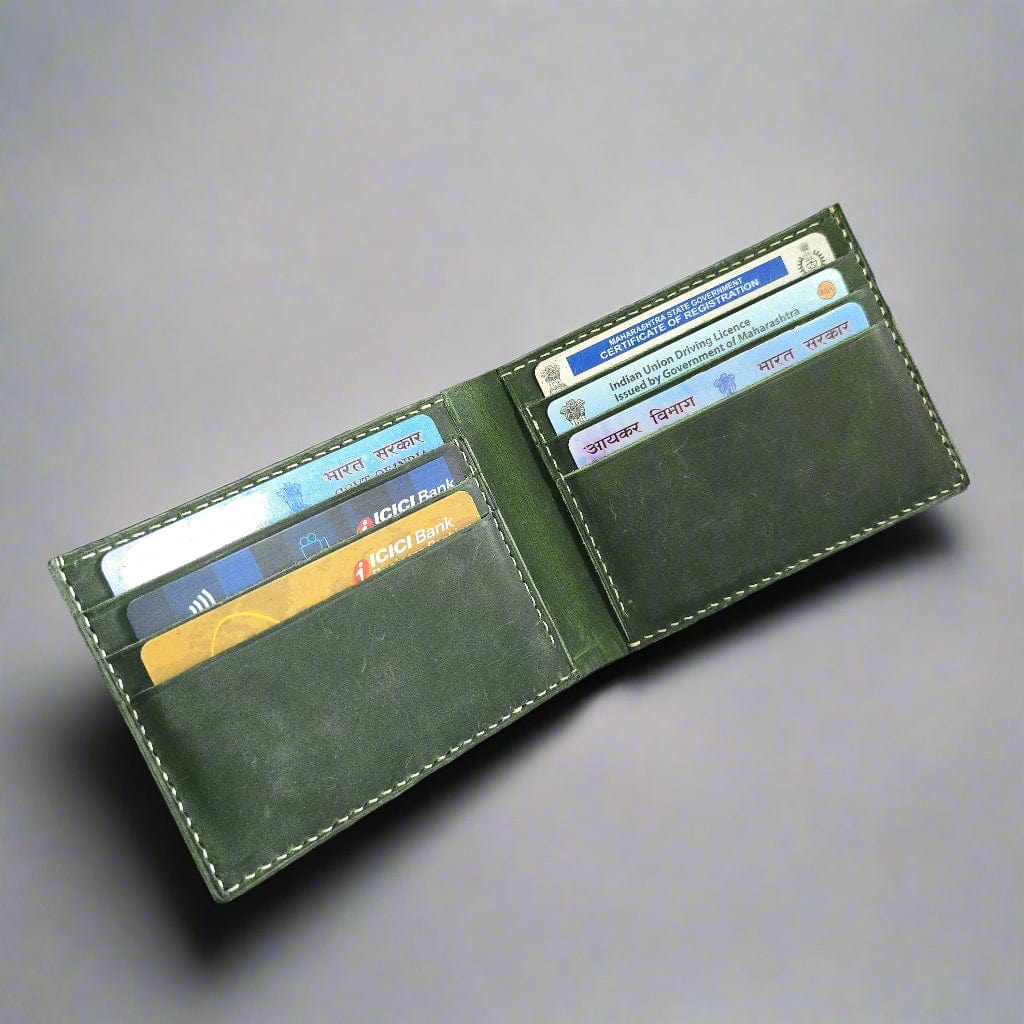 Indianleathercraft Wallets & Money Clips Green Handmade fullgrain leather wallet