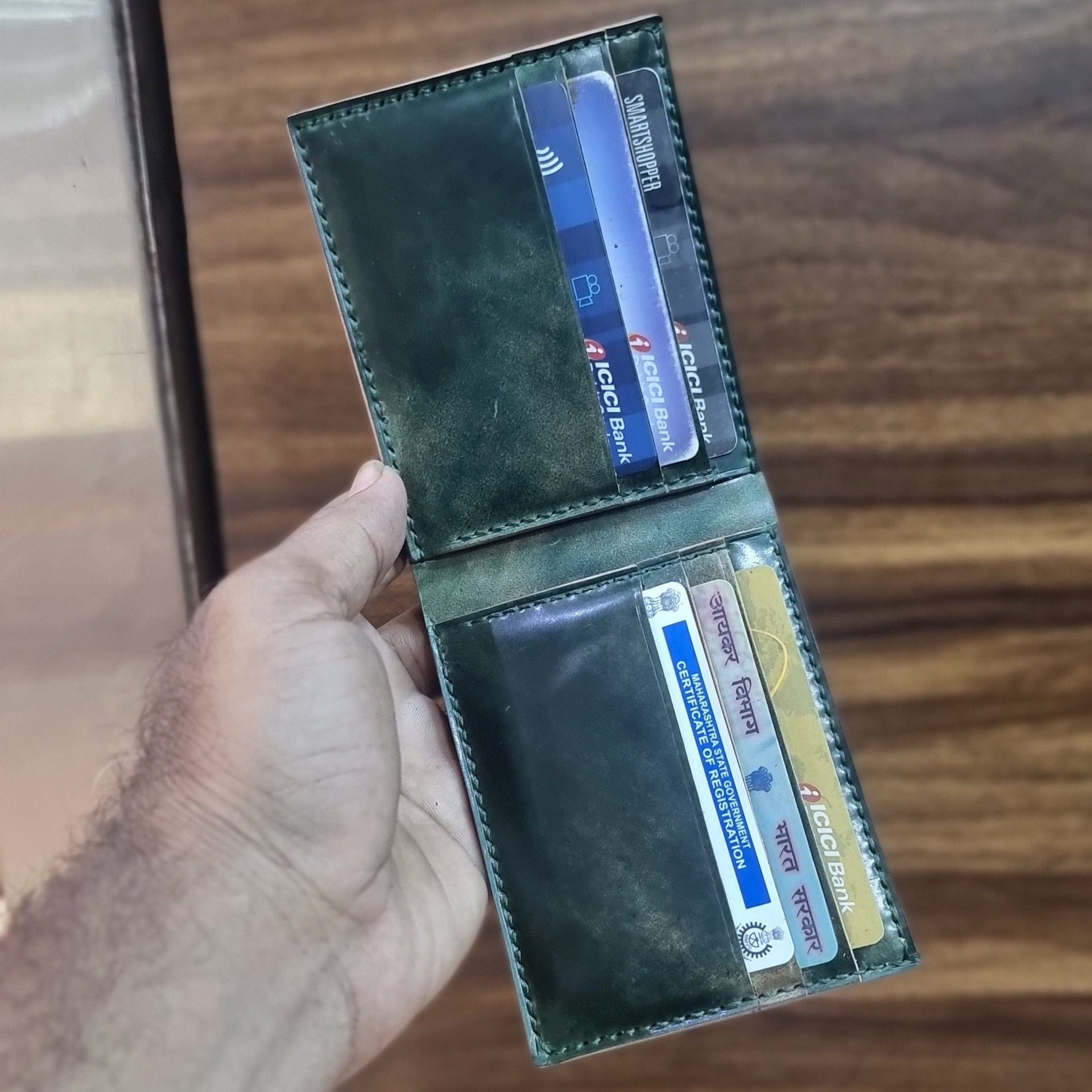 Indianleathercraft Wallets & Money Clips Green Shell cordovan leather wallet