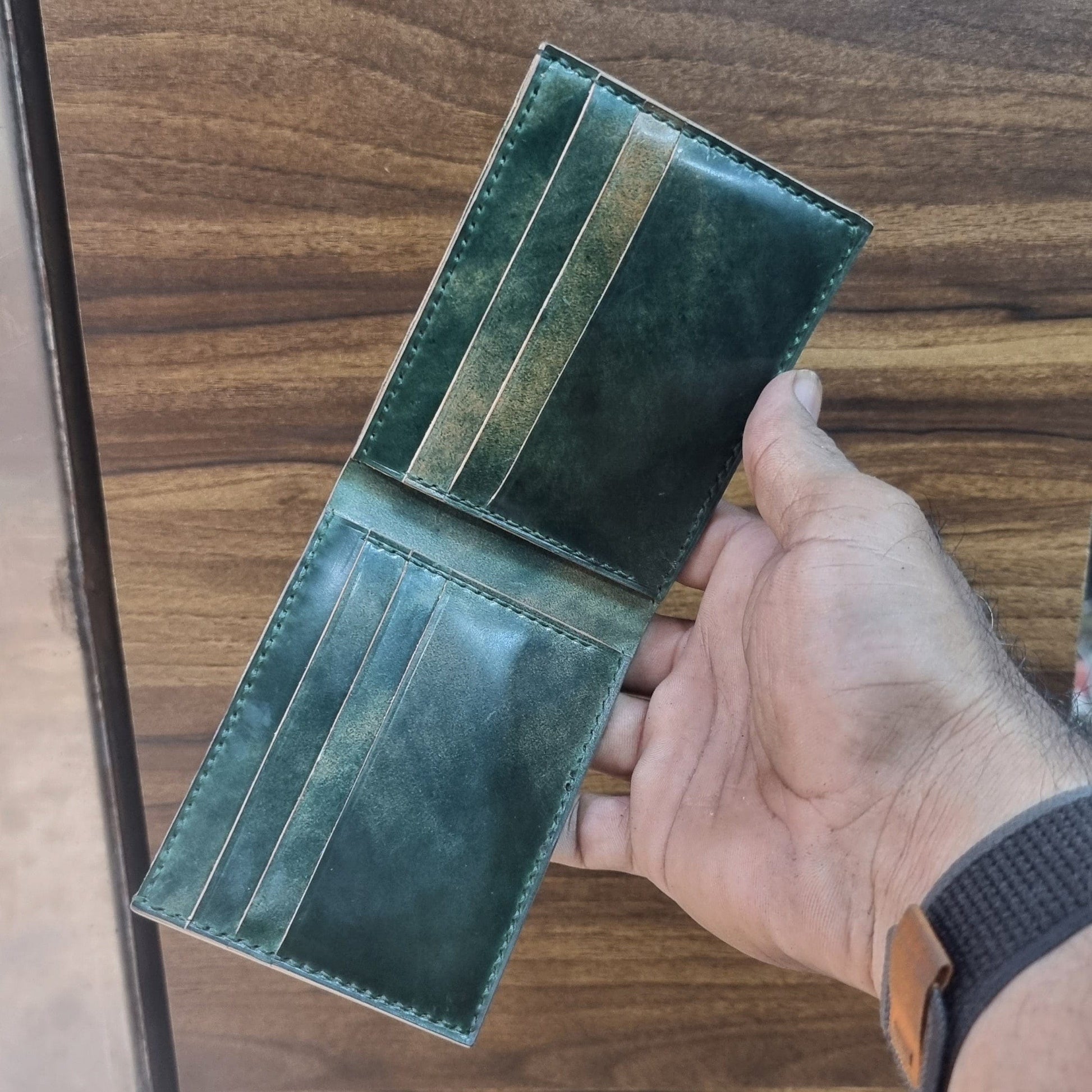 Indianleathercraft Wallets & Money Clips Green Shell cordovan leather wallet