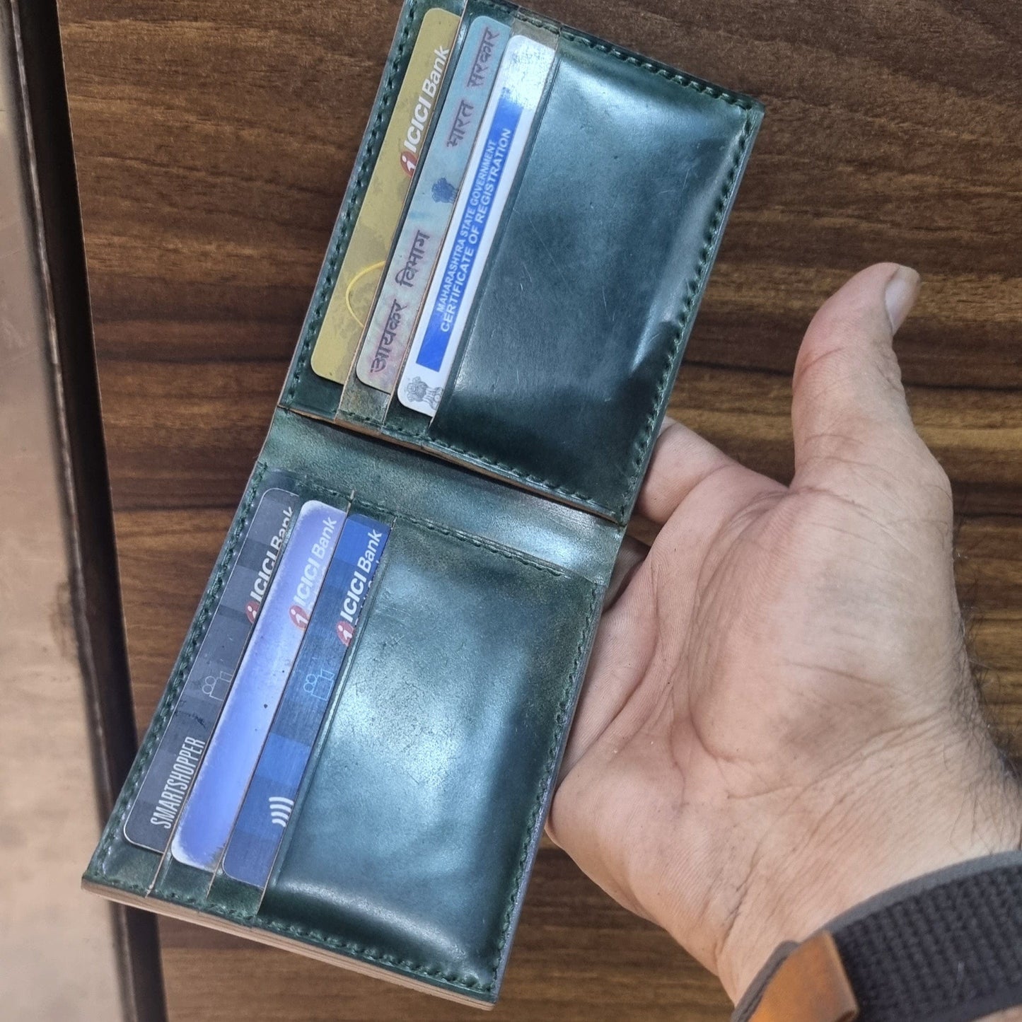 Indianleathercraft Wallets & Money Clips Green Shell cordovan leather wallet