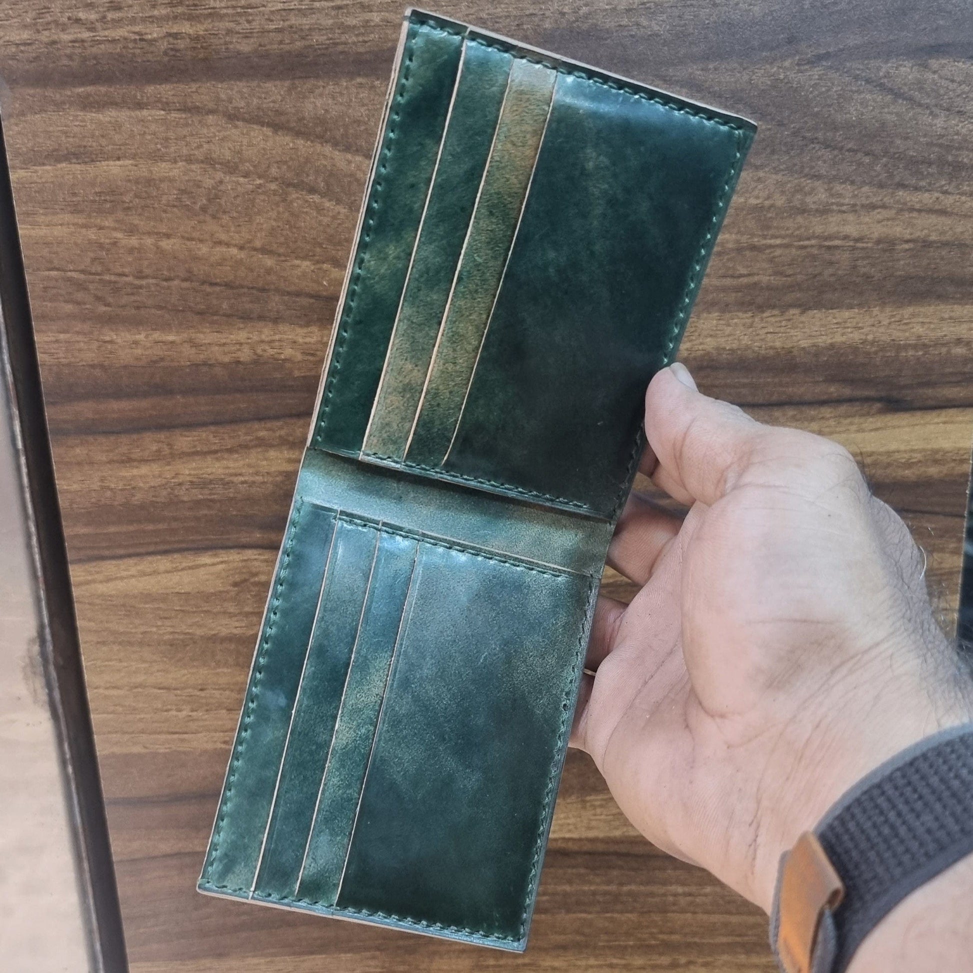 Indianleathercraft Wallets & Money Clips Green Shell cordovan leather wallet