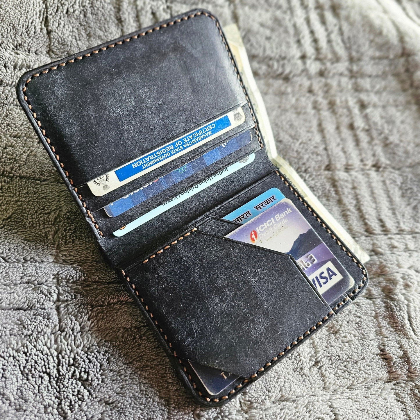Indianleathercraft Wallets & Money Clips Navy Italian leather wallet