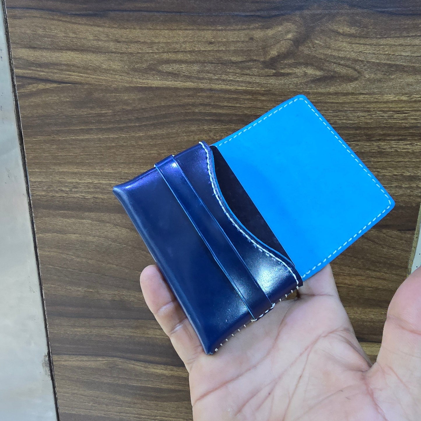 Indianleathercraft Wallets & Money Clips Navy shell cordovan card holder