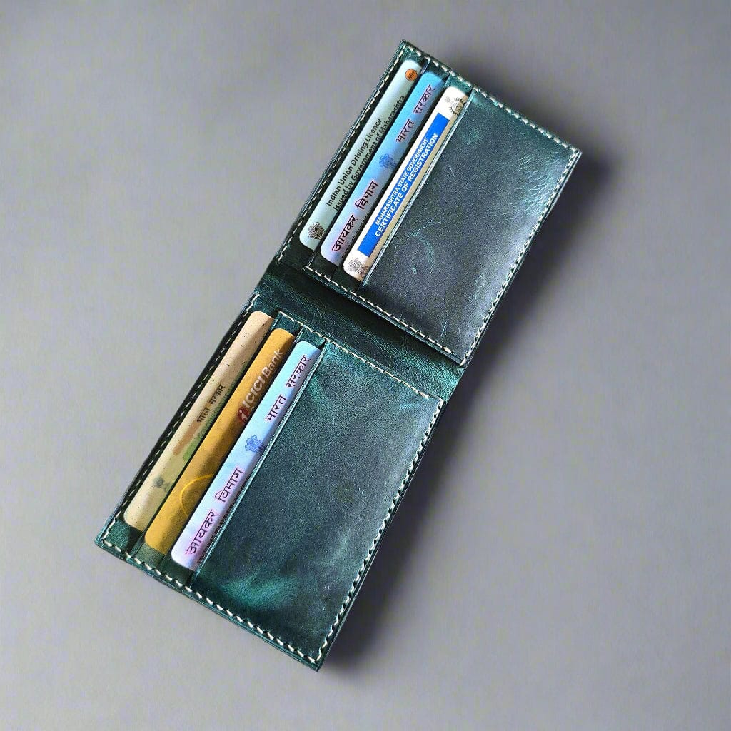 Indianleathercraft Wallets & Money Clips Turquoise Handmade fullgrain leather wallet