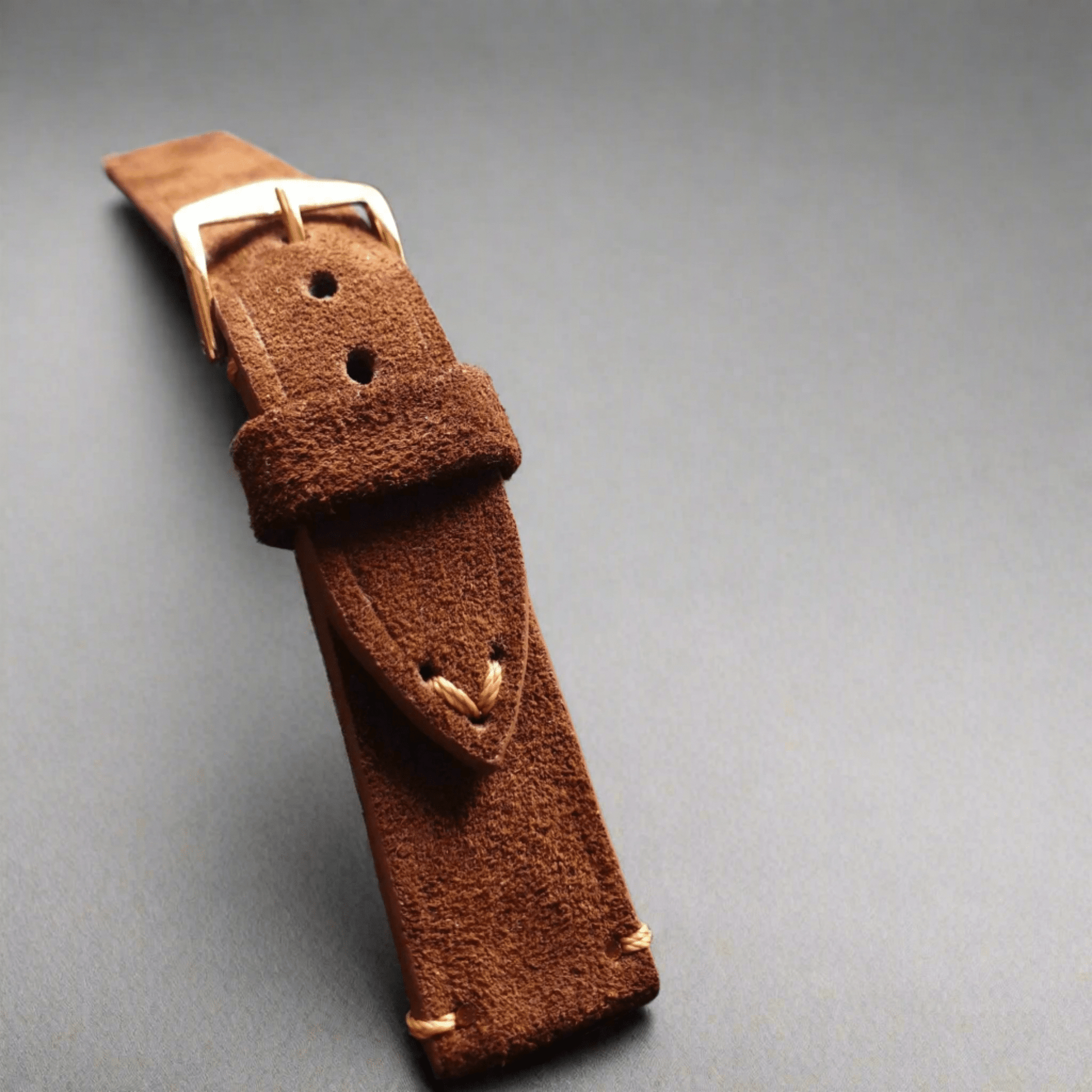 Indianleathercraft Watch Bands 19mm Brown suede leather strap handmade