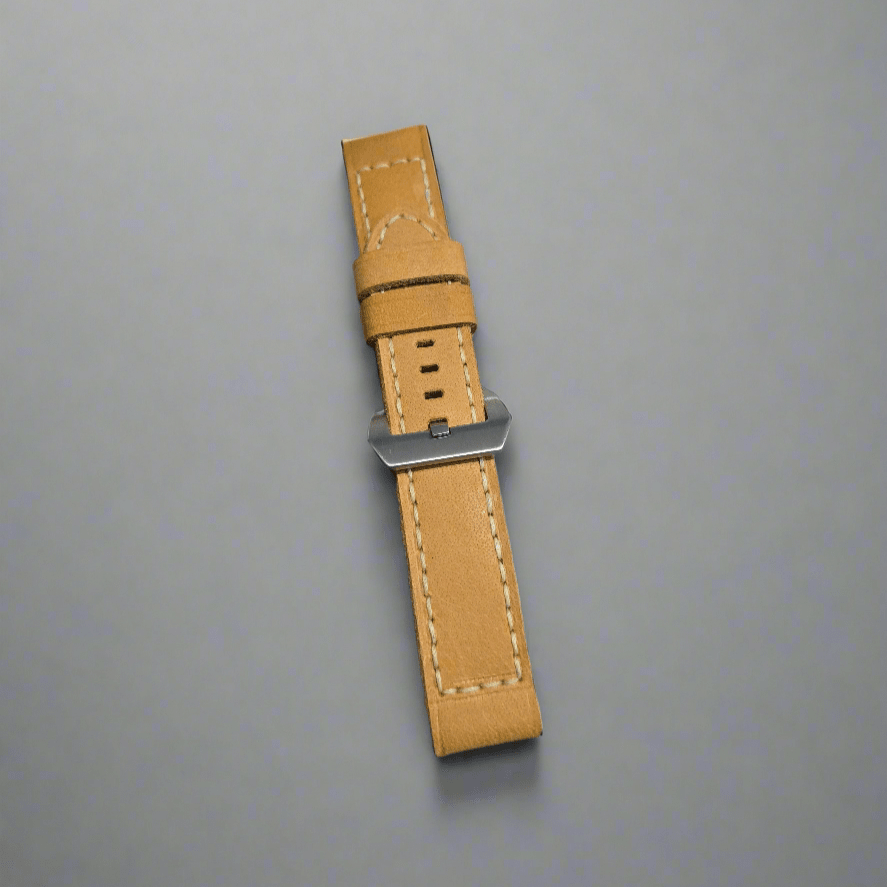 Indianleathercraft Watch Bands 20mm / Mustard Handmade leather strap for luminor panerai