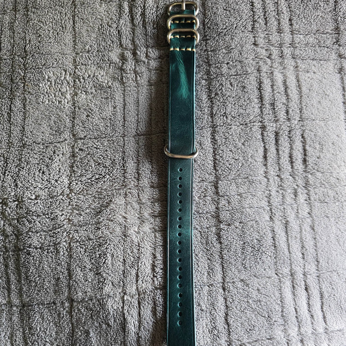 Indianleathercraft Watch Bands 20mm / Teal / Silver Handmade nato leather strap
