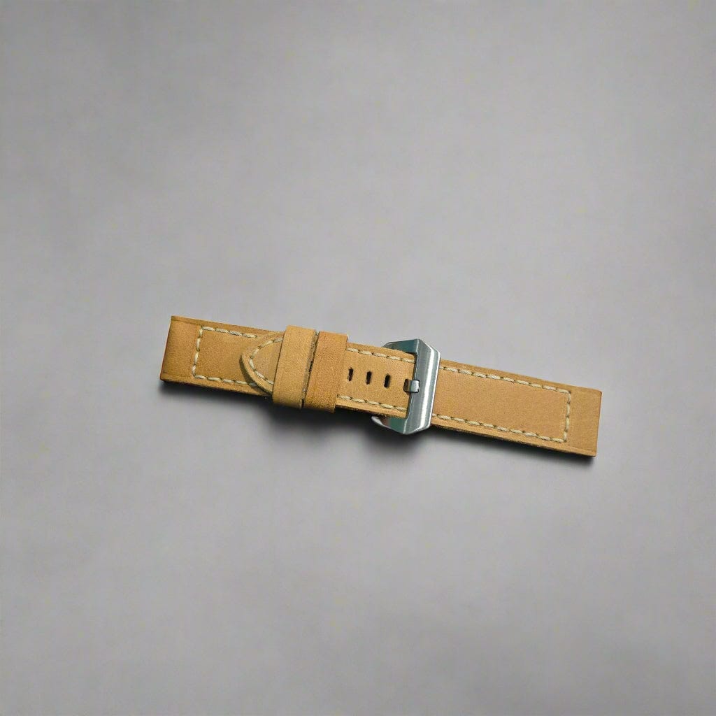 Indianleathercraft Watch Bands 22mm / Mustard Handmade leather strap for luminor panerai