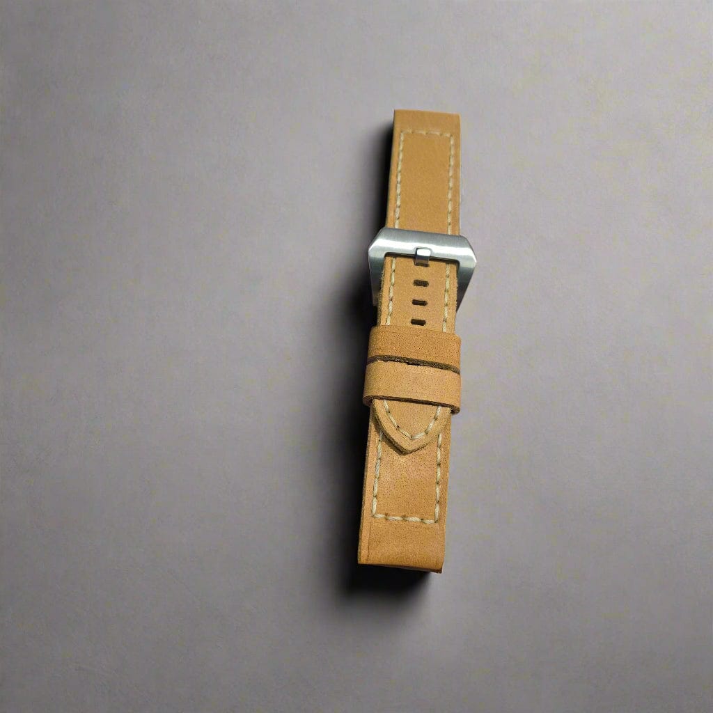 Indianleathercraft Watch Bands 26mm / Mustard Handmade leather strap for luminor panerai