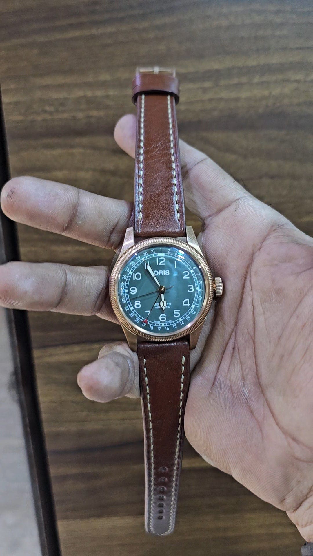 Indianleathercraft Watch Bands Handmade green suede strap for Oris