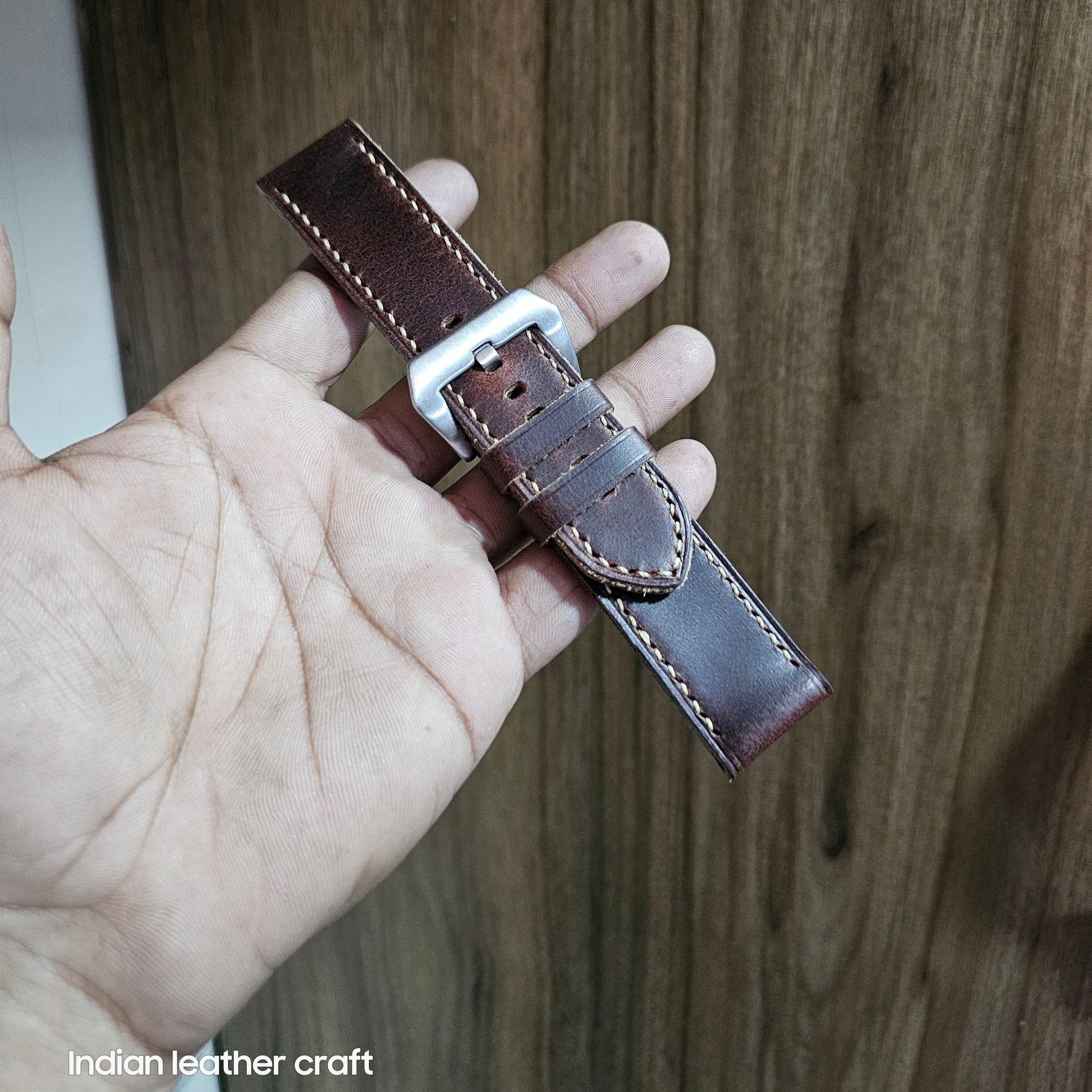 Indianleathercraft Watch Bands Handmade leather strap for luminor panerai