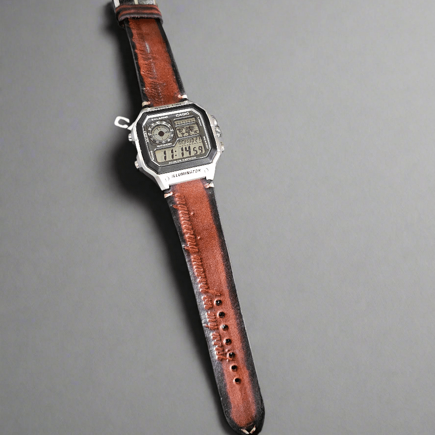 Indianleathercraft watch strap Antique tan Handmade casio watch strap