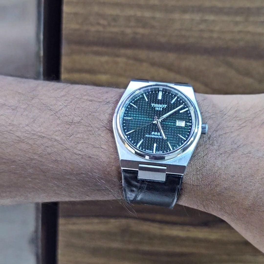 Indianleathercraft watch strap Black Handmade Tissot PRX leather watch strap