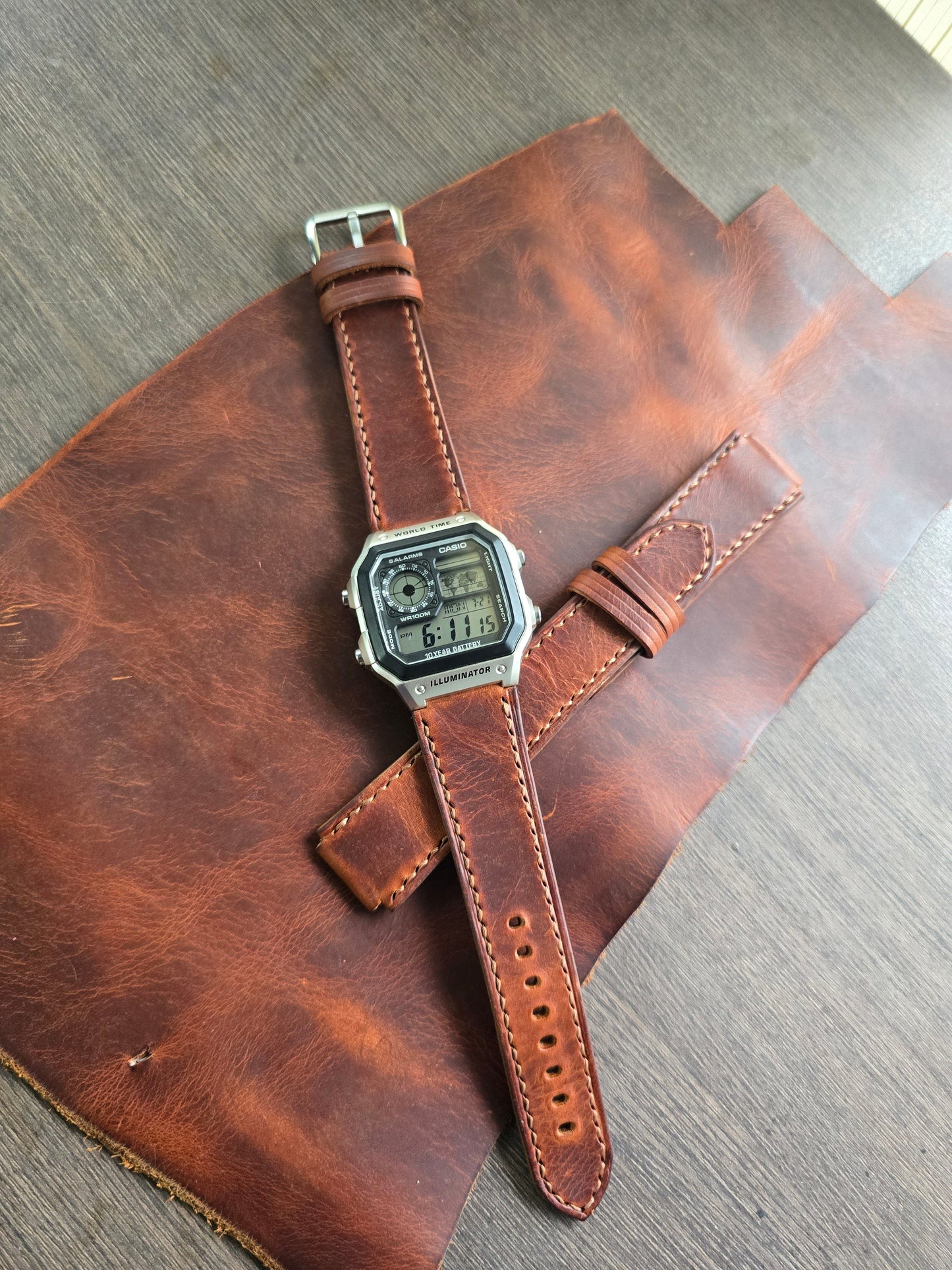 Indianleathercraft watch strap Handmade casio watch strap
