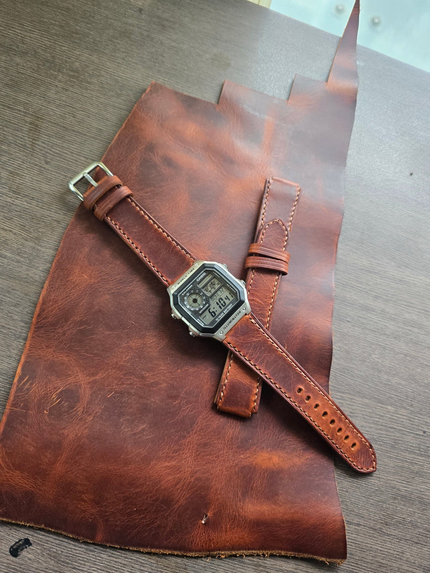 Indianleathercraft watch strap Handmade casio watch strap