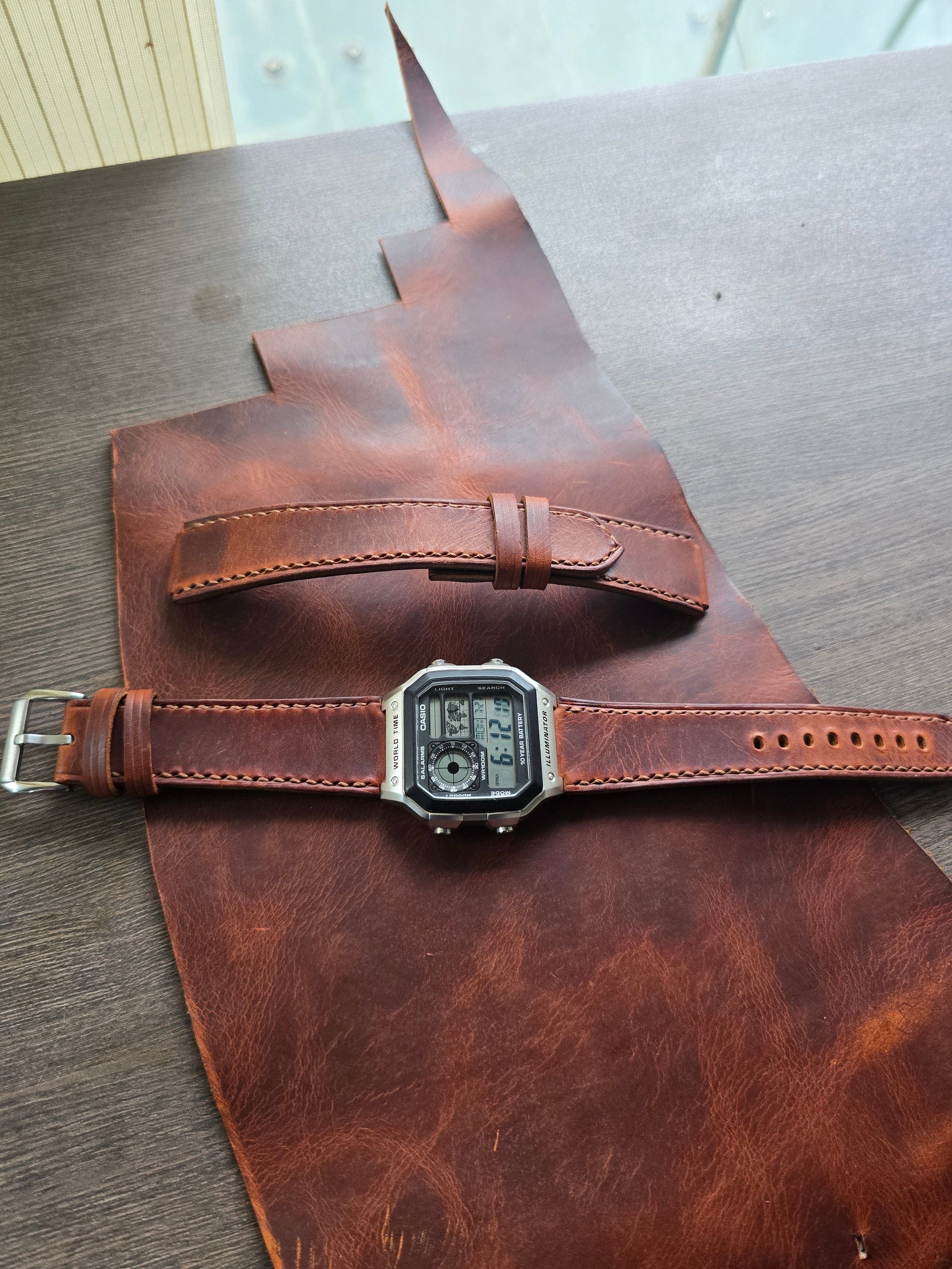 Indianleathercraft watch strap Handmade casio watch strap