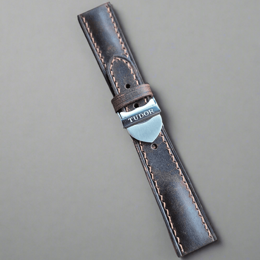 Indianleathercraft watch strap Moca Brown / 20mm Handmade leather strap for Tudor