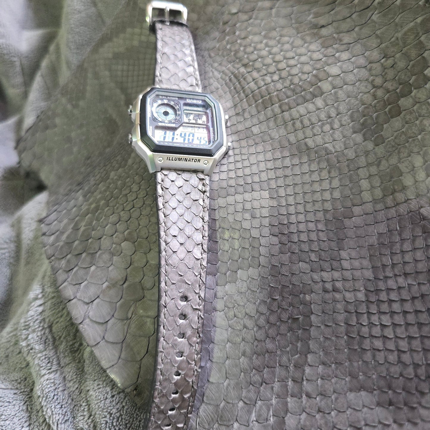 Indianleathercraft watch strap Premium grey Handmade casio watch strap