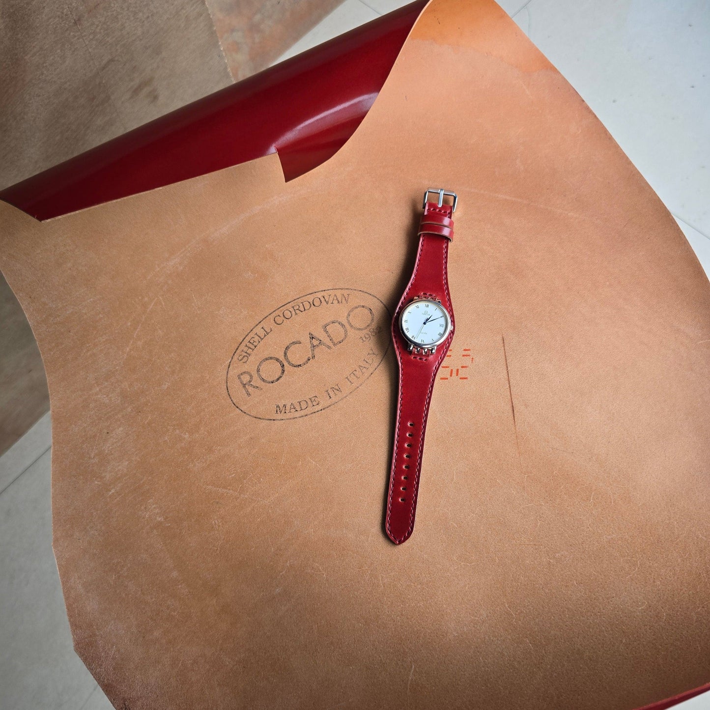 Indianleathercraft watch strap shell cordovan bund strap
