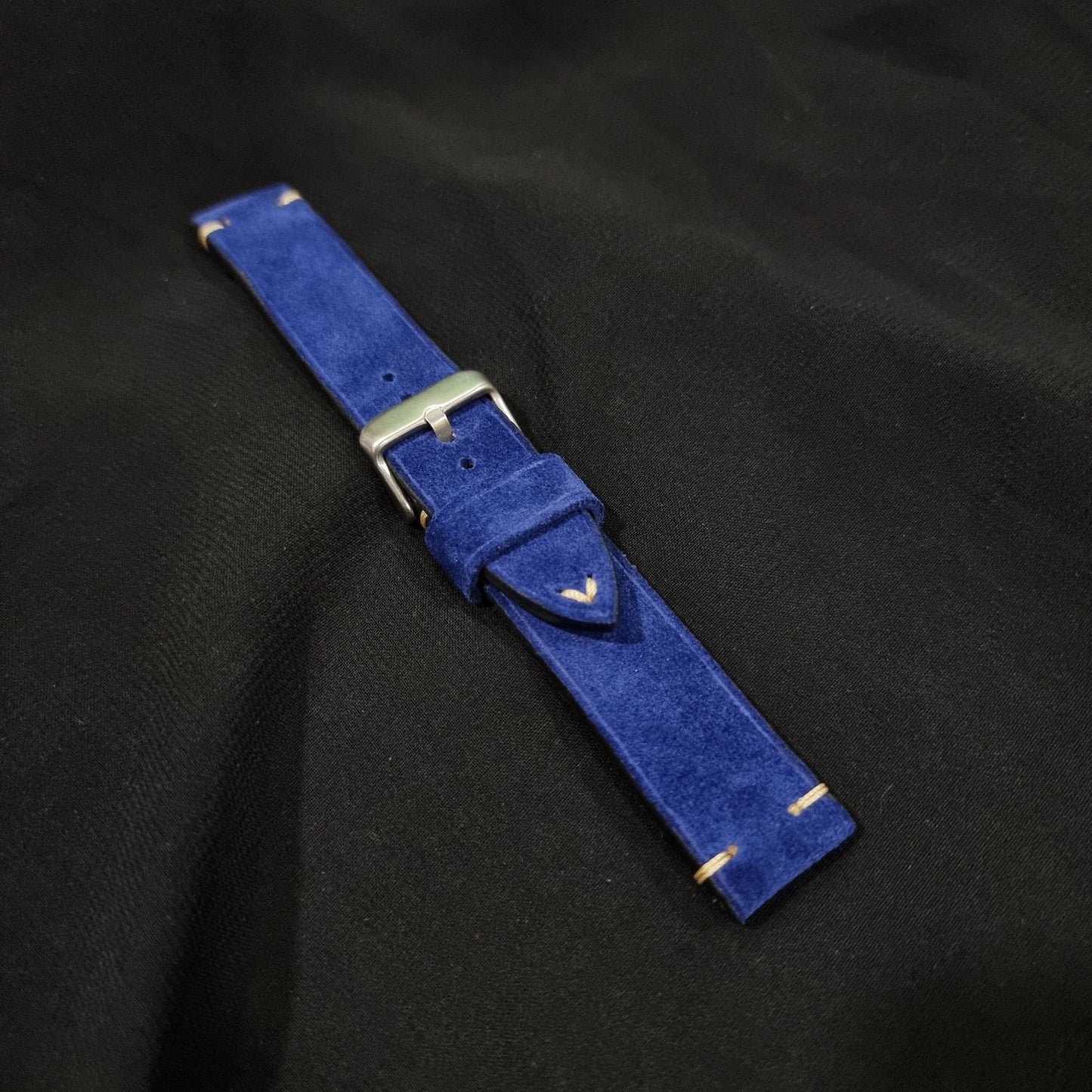 Indianleathercraft 18mm Handmade blue suede leather strap