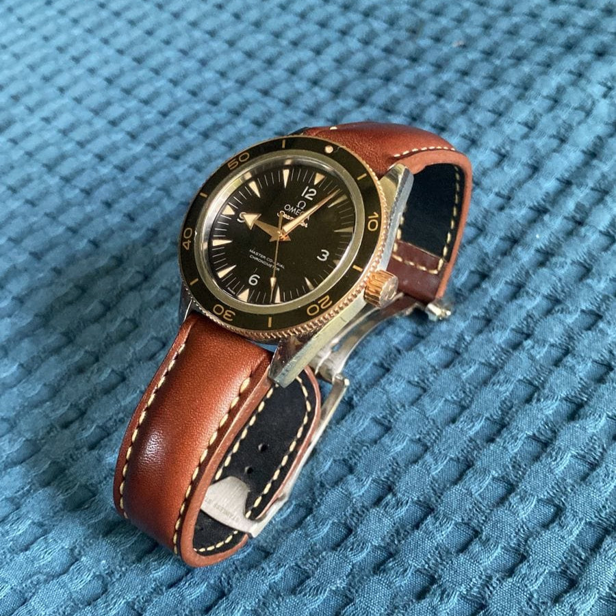 Indianleathercraft 22/20mm / Tan brown Omega leather watch strap