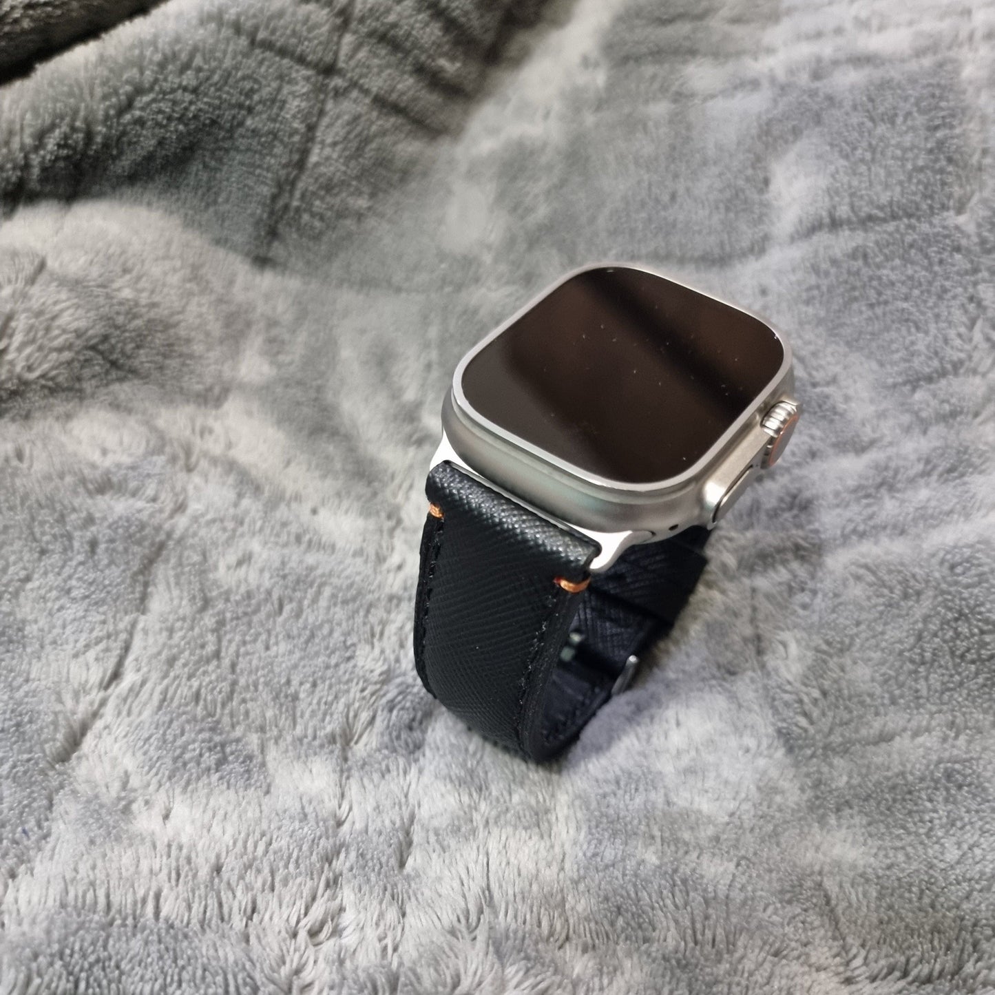 Indianleathercraft applestrap Black saffiano Apple watch ultra strap