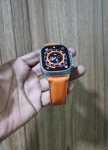 Indianleathercraft applestrap Hermes orange Apple watch ultra strap