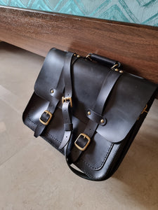 Indianleathercraft Black Handmade fullgrain leather briefcase