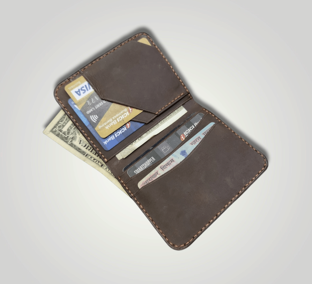 Indianleathercraft Brown Handmade green leather wallet