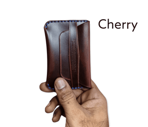 Indianleathercraft Cherry Handmade minimalist fullgrain leather wallet