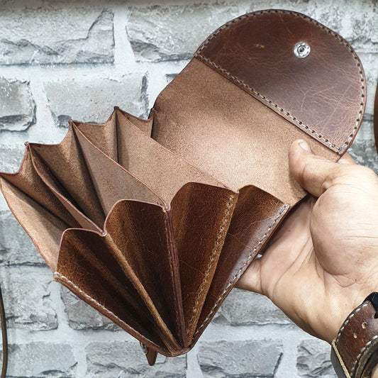 Indianleathercraft Handmade accordion pattern leather wallet