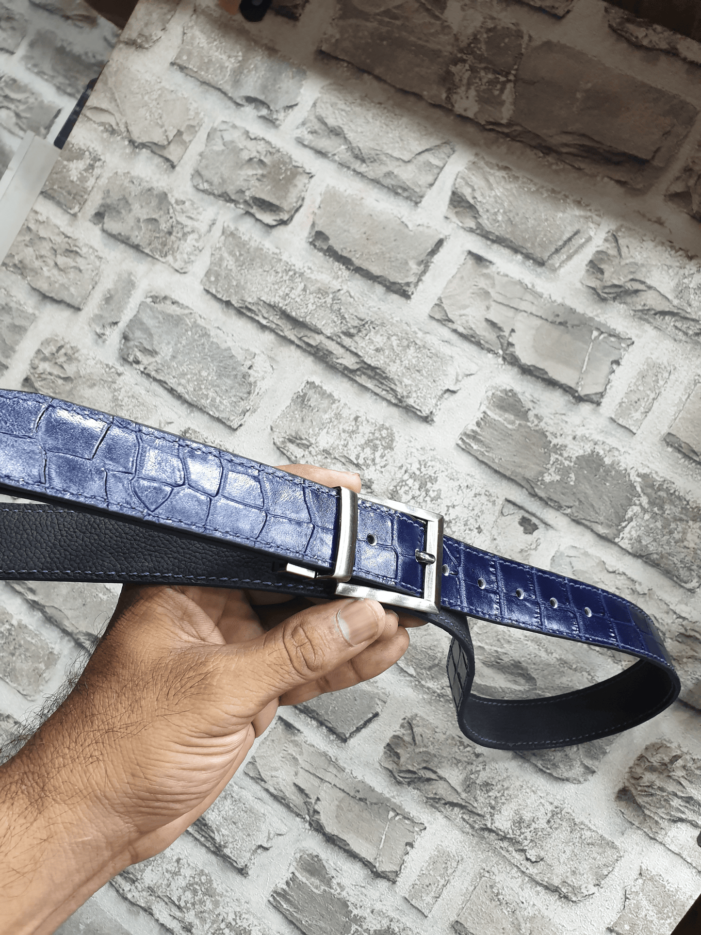 Indianleathercraft Handmade Blue leather belt