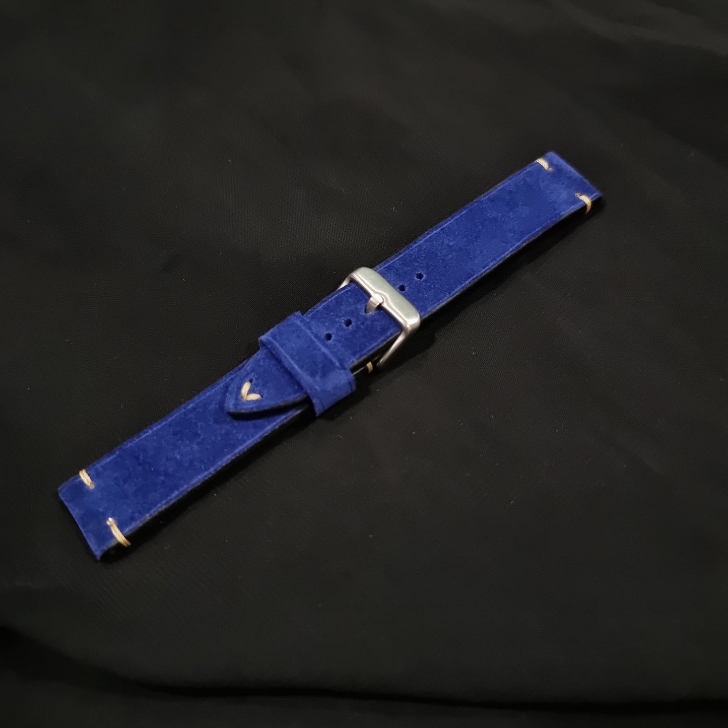 Indianleathercraft Handmade blue suede leather strap