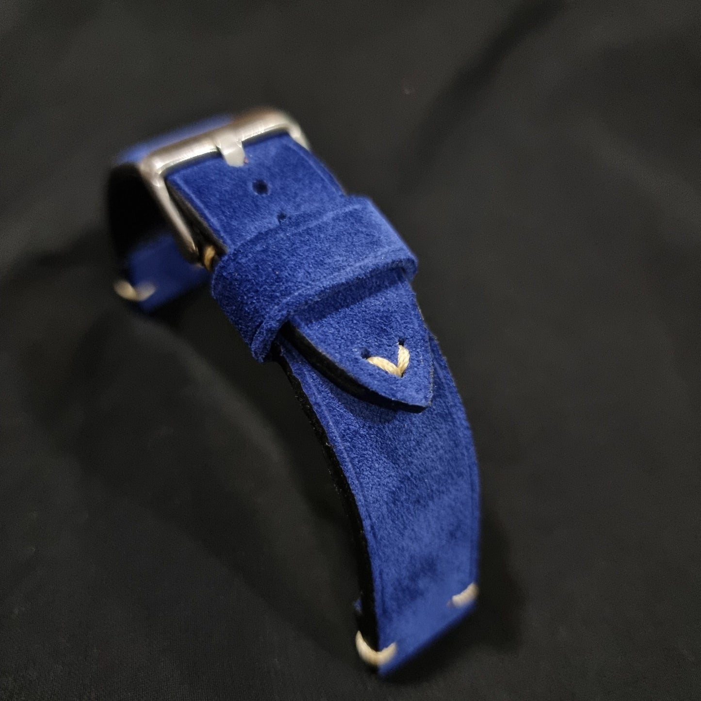 Indianleathercraft Handmade blue suede leather strap