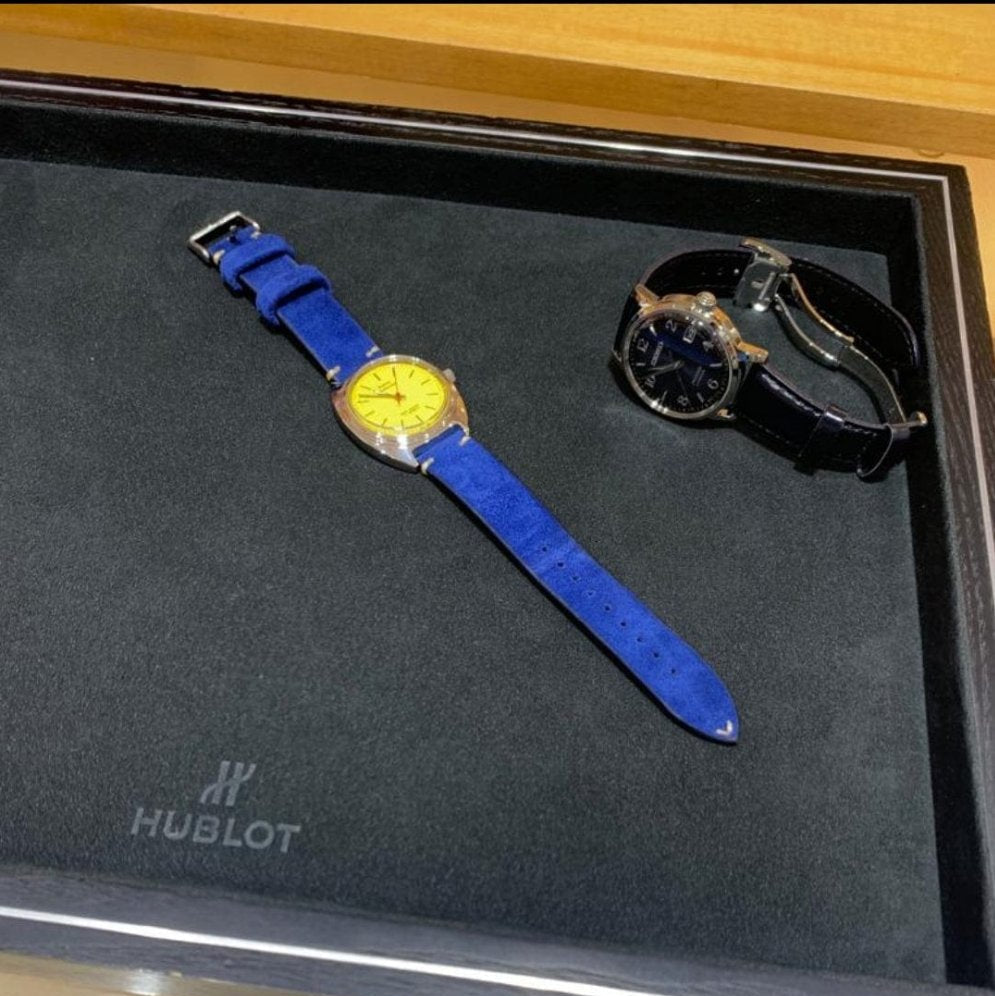 Indianleathercraft Handmade blue suede leather strap