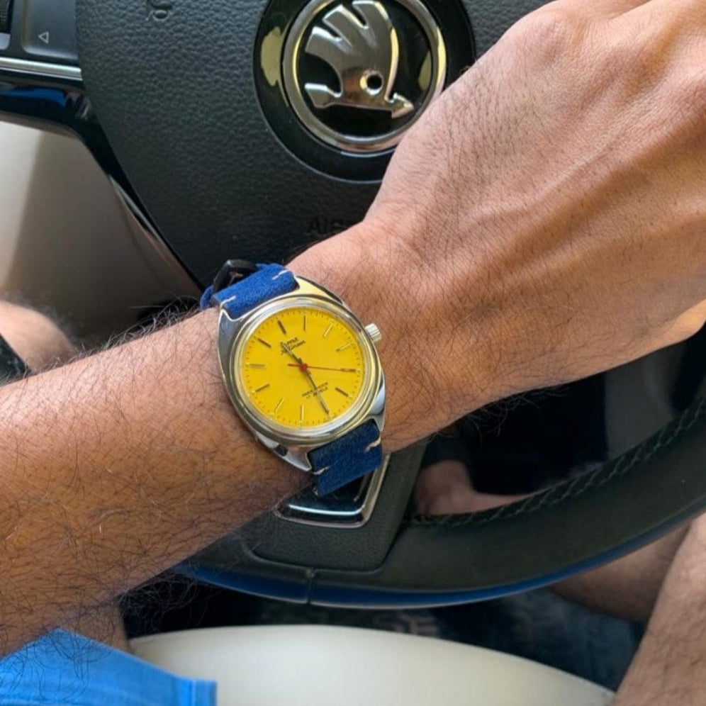 Indianleathercraft Handmade blue suede leather strap